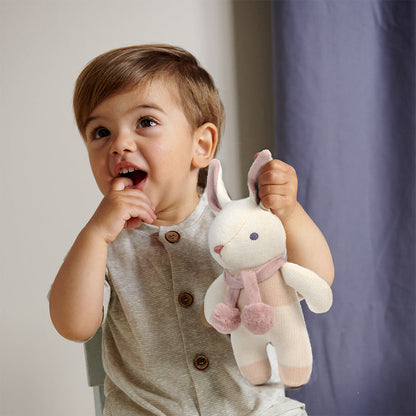 ThreadBear Design Baby Comforter, Rattle & Doll Bundle in Cream
