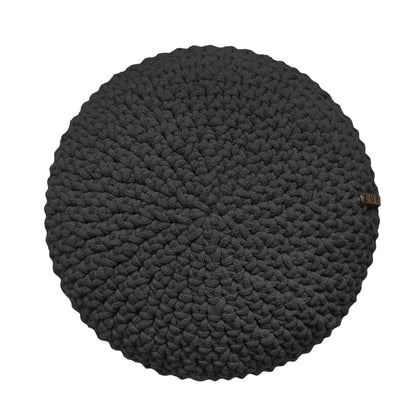 Zuri House Crochet Round Cushion - Charcoal