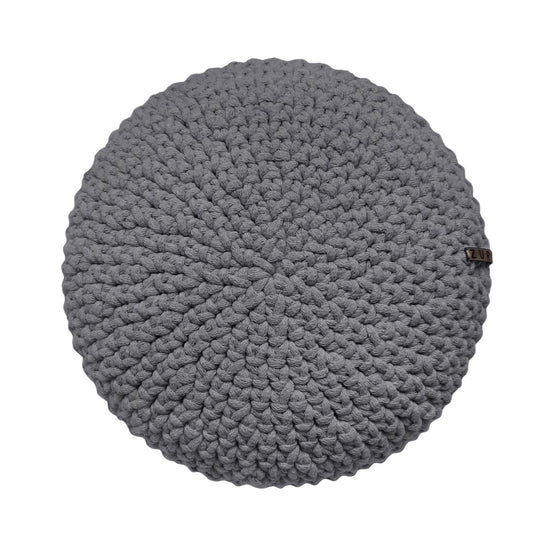 Zuri House Crochet Round Cushion - Dark Grey