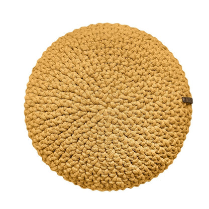 Zuri House Crochet Round Cushion - Mustard