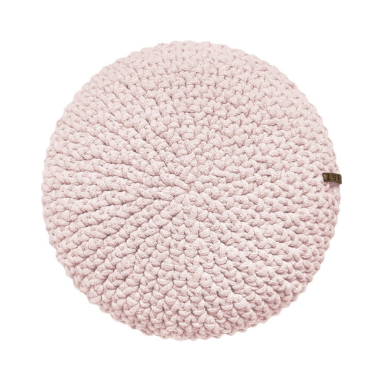 Zuri House Crochet Round Cushion - Powder Pink