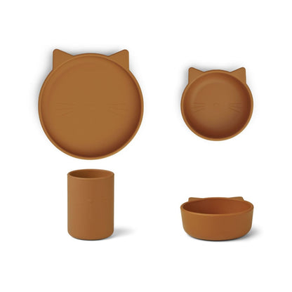 Liewood Cyrus Silicone Tableware in Cat Mustard (3pc)
