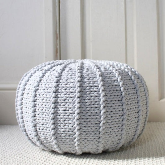 Zuri House Knitted Pouffe (Small) - Light Grey