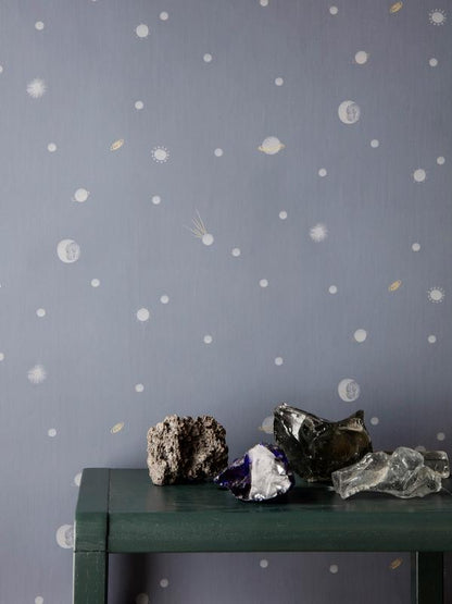 Ferm Living Moon Wallpaper - Dark Blue - Scandibørn