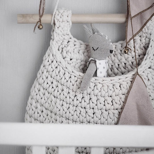 Zuri House Crochet Hanging Basket - Ivory