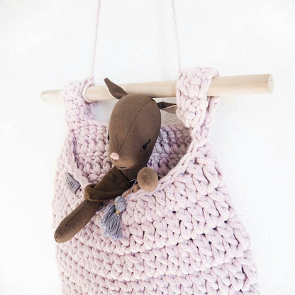 Zuri House Crochet Hanging Basket - Pale Pink
