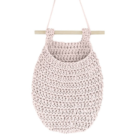 Zuri House Crochet Hanging Basket - Pale Pink