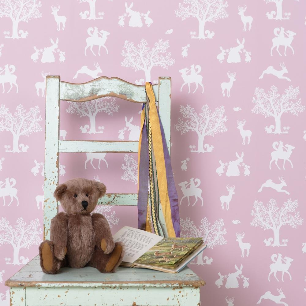 Hibou Home - Enchanted Wood wallpaper in Peony Pink - Scandibørn