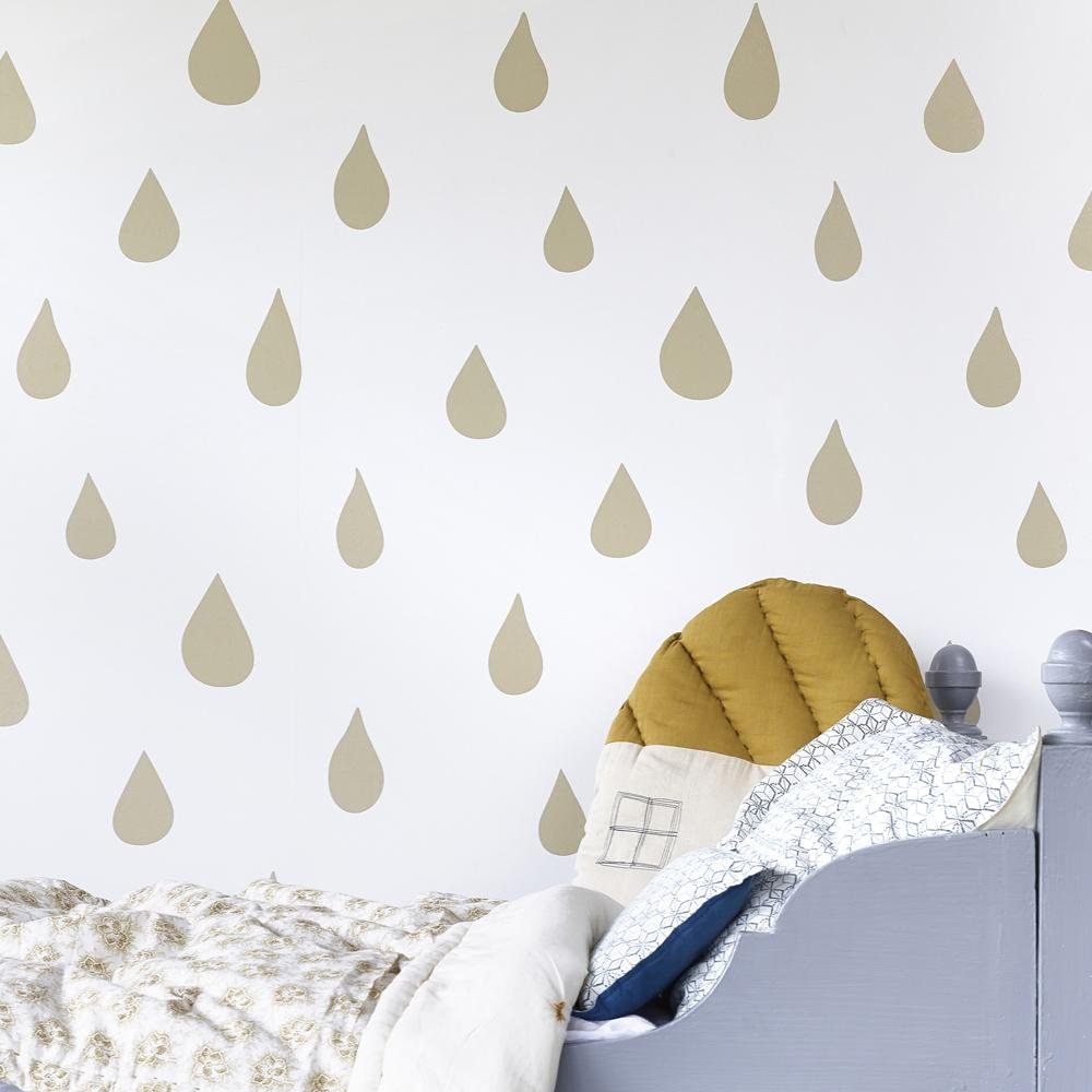 Hibou Home - Raindrops wallpaper in Gold - Scandibørn
