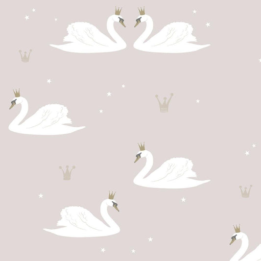 Hibou Home - Swans wallpaper in Pale Rose - Scandibørn