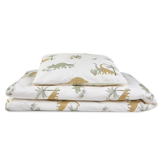 Hibou Home Dinosaurs Organic Bed Linen - Olive/Grey