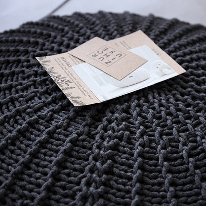Zuri House Knitted Pouffe (Medium) - Charcoal