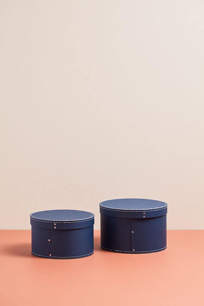 Kids Concept Round Storage Box in Blue (set of two) - Scandibørn