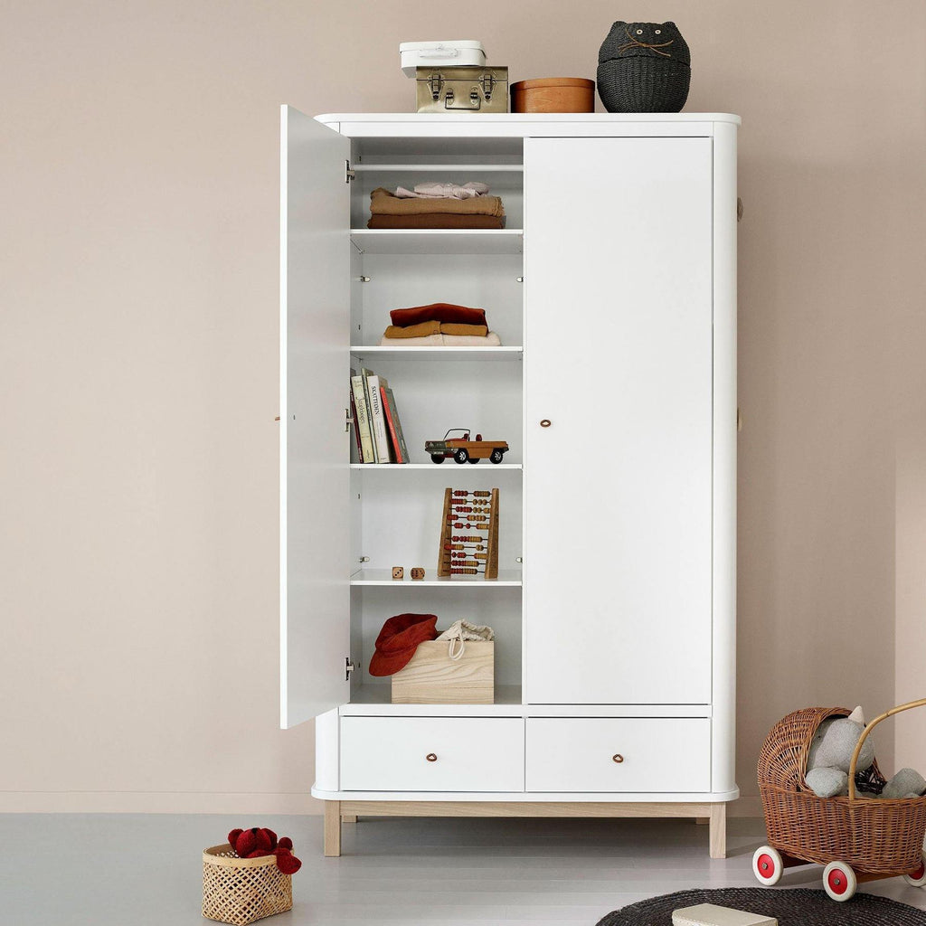 Wood Double Wardrobe White Oak