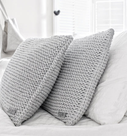 Zuri House Square Knitted Cushion - Light Grey
