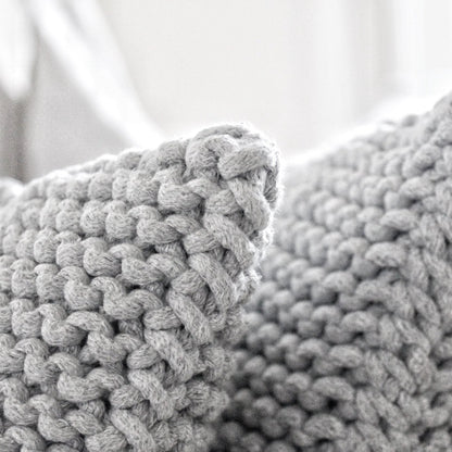 Zuri House Square Knitted Cushion - Light Grey