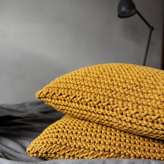 Zuri House Knitted Cushion - Mustard