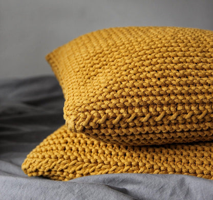 Zuri House Knitted Cushion - Mustard