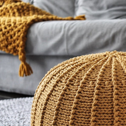 Zuri House Knitted Pouffe (Large) - Mustard