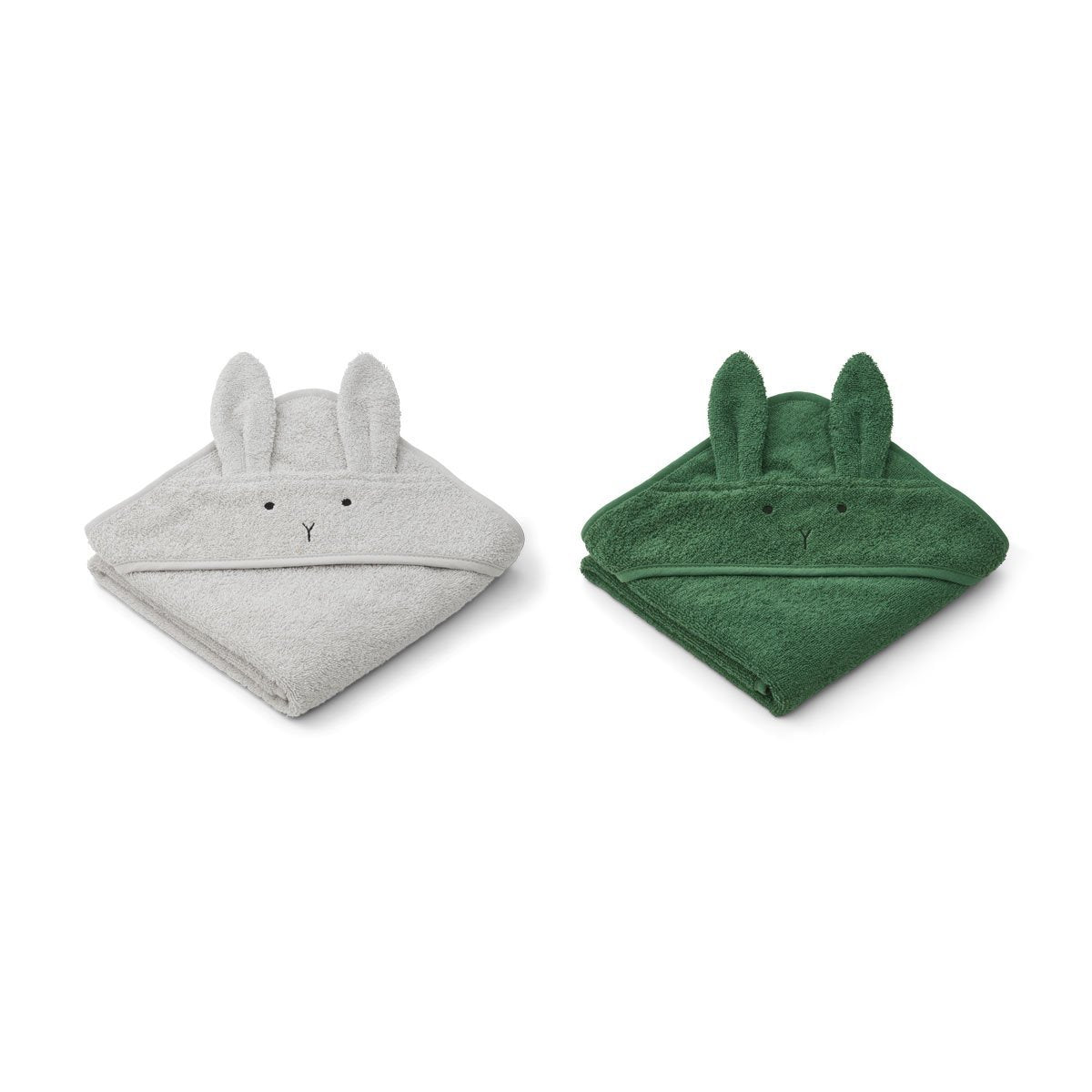 Liewood Albert Baby towel (2 Pack) in Rabbit Dumbo Grey Mix - Scandibørn