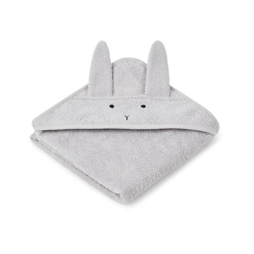 Liewood Albert Baby towel in rabbit dumbo grey - Scandibørn