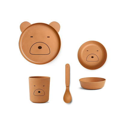Liewood Bamboo Tableware giftset - Mr Bear Mustard - Scandibørn