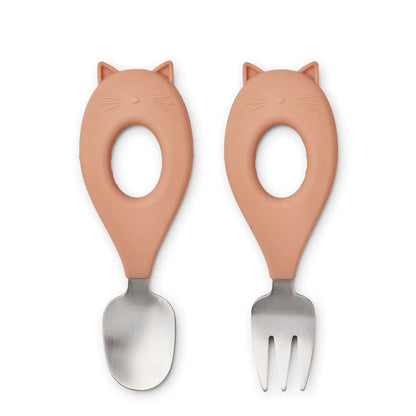 Liewood Stanley Baby Cutlery Set - Cat / Tuscany Rose