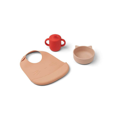 Liewood Connor Baby Dining Set - Cat Apple Red Multi Mix - Scandibørn
