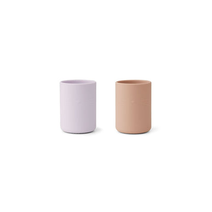 Liewood Ethan Silicone Cup (2 Pack) - Cat Light Lavender Rose Mix - Scandibørn