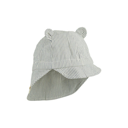 Liewood Gorm Sun Hat in Yarn Dye Stripe - Blue Wave/Creme de la Creme - Scandibørn