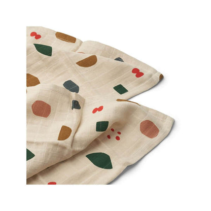 Liewood Lewis muslin cloth in Geometric Foggy Mix (2 pack) - Scandibørn