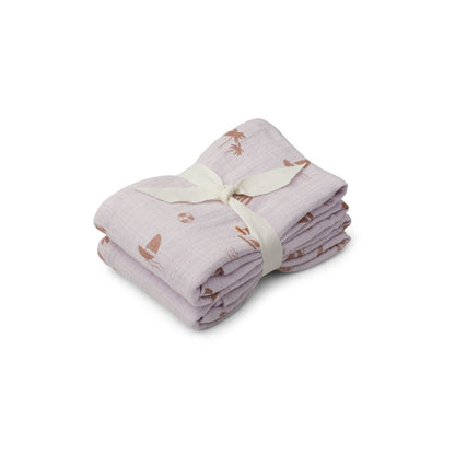 Liewood Lewis Muslin Cloth in Seaside Light Lavender (2 Pack) - Scandibørn