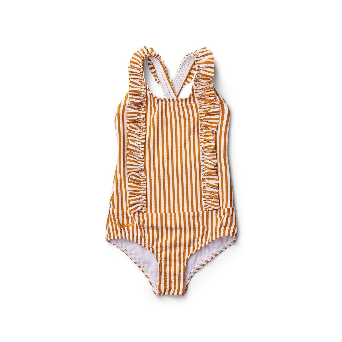 Liewood Moa Swimsuit in Seersucker Stripe Mustard/White - Scandibørn