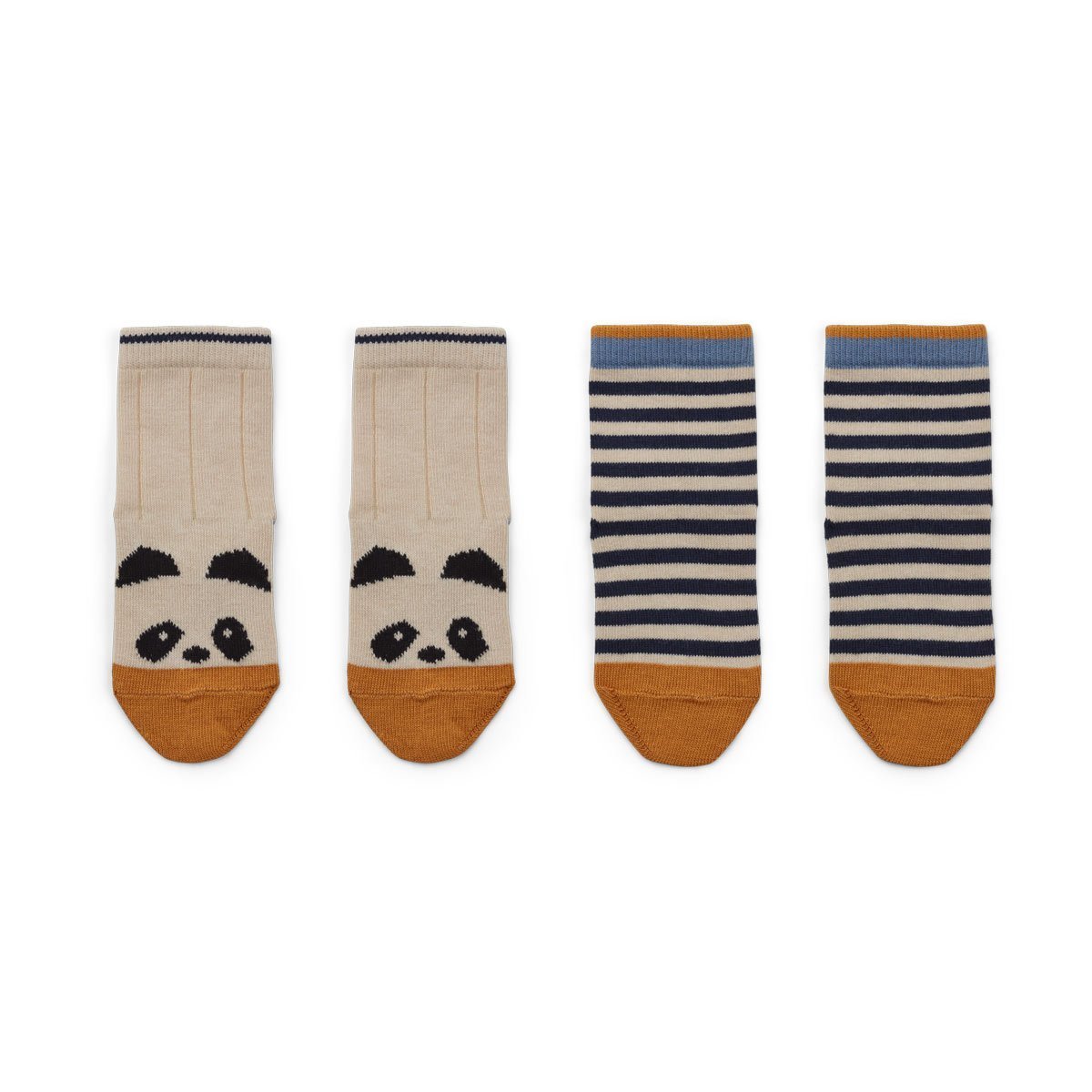 Liewood Silas Socks in Panda / Stripe Ecru (2 pack) - Scandibørn