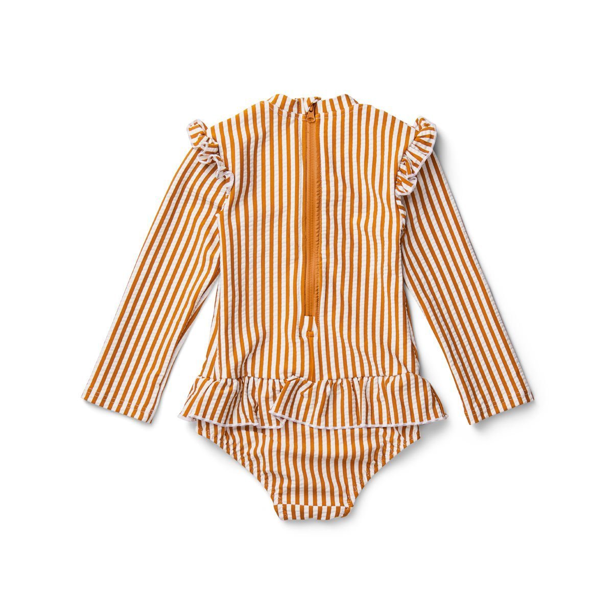 Liewood Sille Swim Jumpsuit Seersucker Stripe Mustard/White - Scandibørn