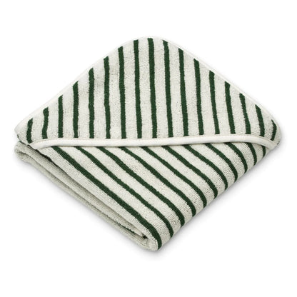 Liewood Alba Hooded Baby Towel Y/D Stripes -  Garden Green / Creme De La Creme