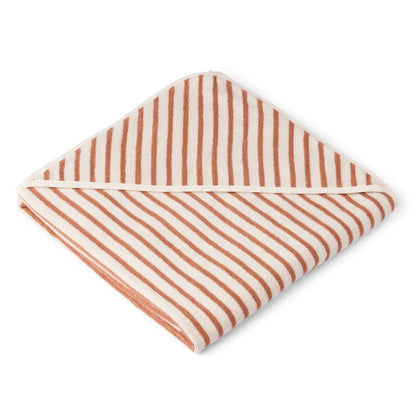 Liewood Louie Hooded Junior Towel Y/D Stripes - Tuscany Rose /  Creme De La Creme