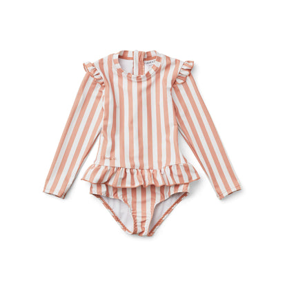 Liewood Sille Swim Jumpsuit Stripe - Dusty Coral/Creme De La Creme