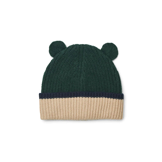 Liewood Miller Beanie With Ears - Hunter Green Multi Mix