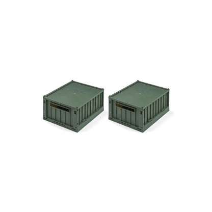 Liewood Weston Small Storage Box With Lid (Pack-2) - Hunter Green