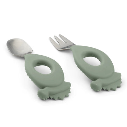 Liewood Stanley Baby Cutlery Set - Dino / Faune Green