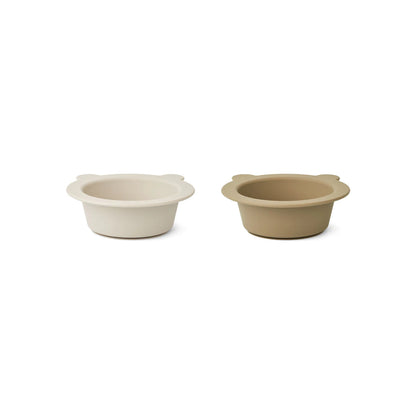Liewood Peony Suction Bowl - Sandy / Oat Mix (2 Pack)