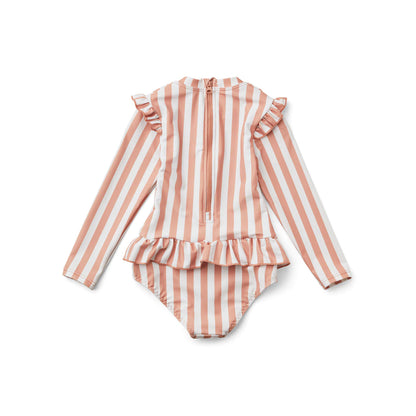Liewood Sille Swim Jumpsuit Stripe - Dusty Coral/Creme De La Creme