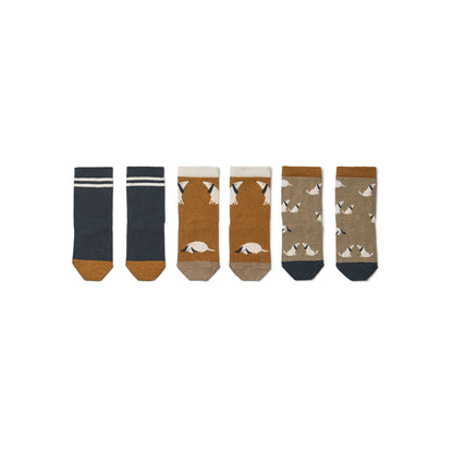 Liewood Silas Socks (Pack-3) - Dog / Oat Mix