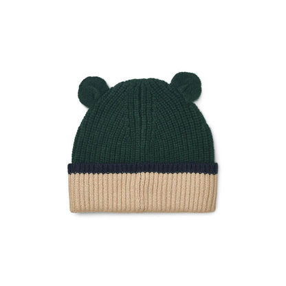 Liewood Miller Beanie With Ears - Hunter Green Multi Mix