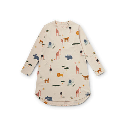 Liewood Alva Printed Pyjamas Dress - Safari Sandy Mix