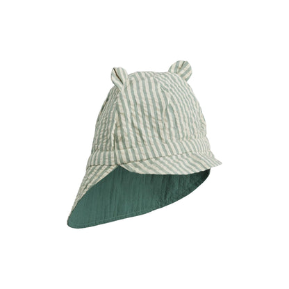 Liewood Gorm Reversible Seersucker Sun Hat YD Stripe - Peppermint/Sandy