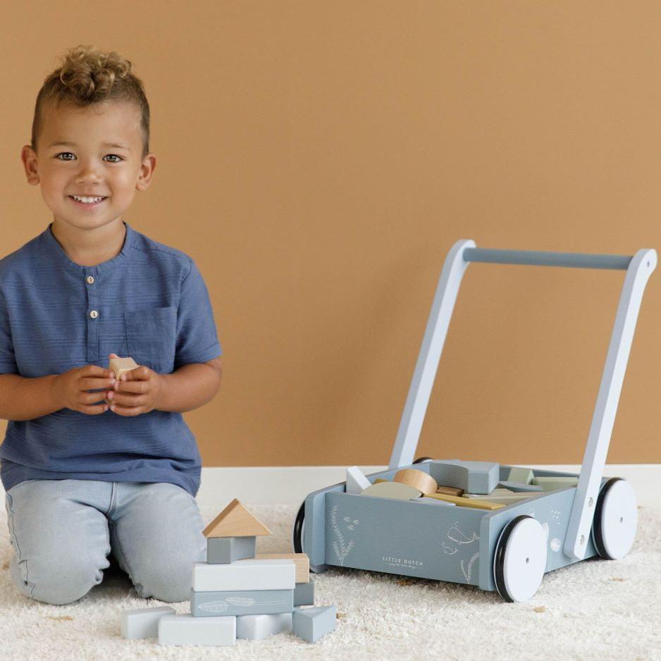 Little Dutch Baby Walker / Block Trolley - Ocean Blue