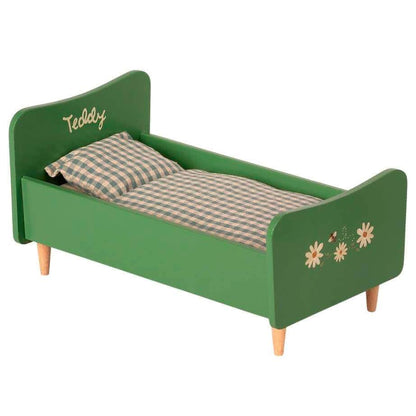 Maileg Teddy Dad Wooden Bed - Dusty Green - Scandibørn
