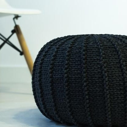 Zuri House Knitted Pouffe (Medium) - Charcoal